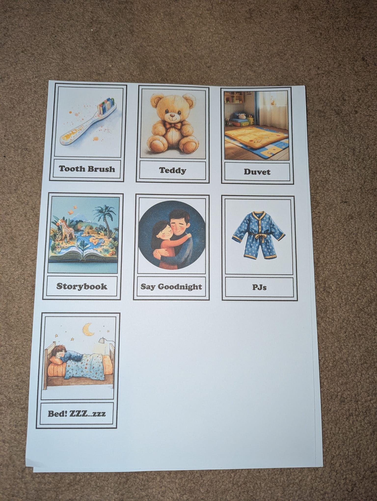 Close-up of the Race to Bed game board